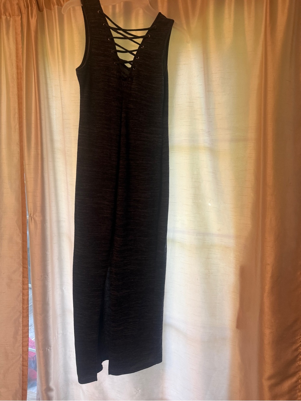 Must Have Black Lace-Up V‑Neck Maxi Dress